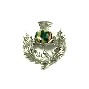 Scottish Thistle Brooch with Natural Heathergem