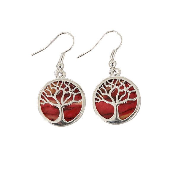 Tree of Life Silver Chip Earrings